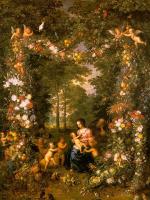 Brueghel, Jan the Elder - Holy Family in a Flower and Fruit Wreath (painted with Pieter van Avont)